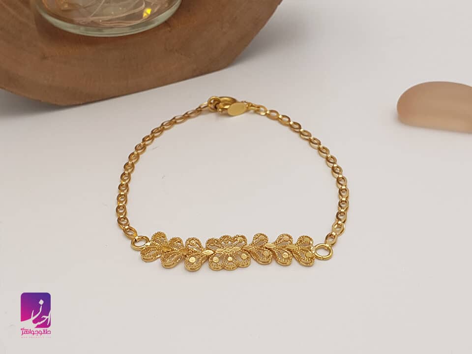 دستبند طلا طرح گل | طلا و جواهر احسان