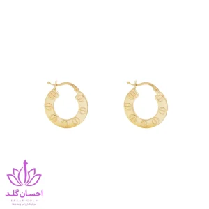 گوشواره حلقه طلا کاریته تخت با قفل گیره ای